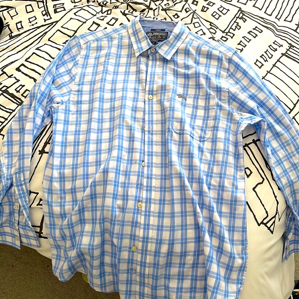 American rag button up shirt, blue size L